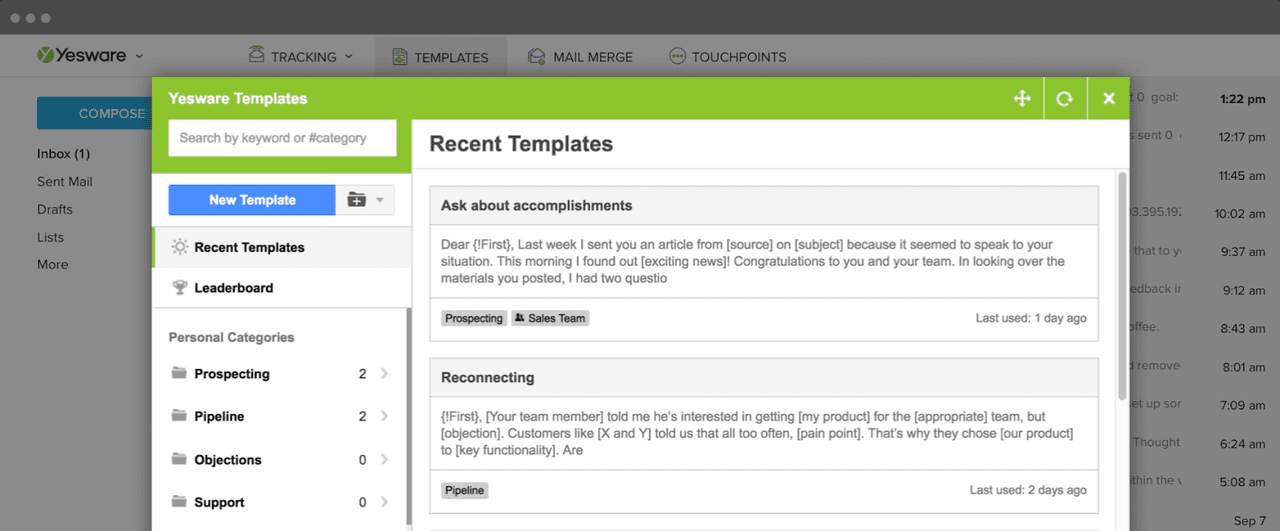 time management apps yesware insertable templates for your inbox