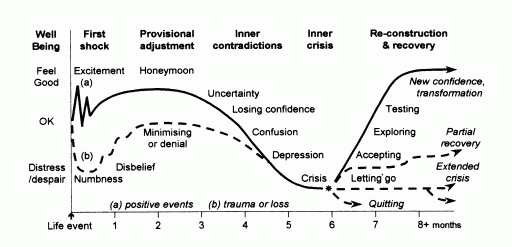 Chart of different stages of dealing with change