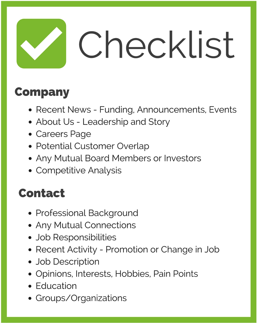 checklist sales call research