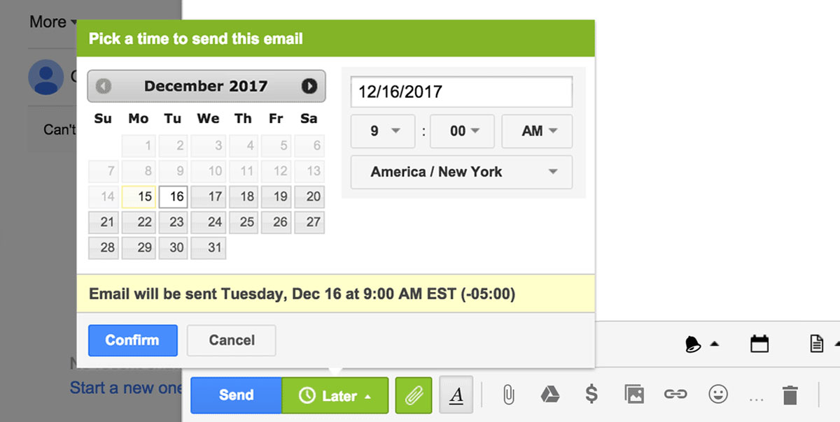 how to send back date email from gmail