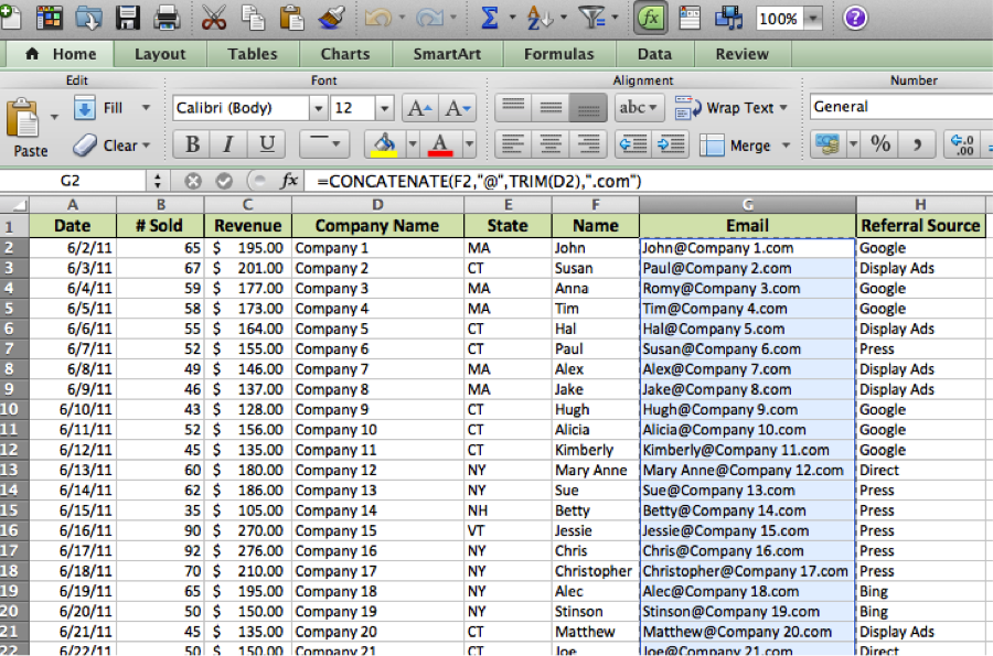 example spreadsheet  Yesware Blog  Yesware Blog